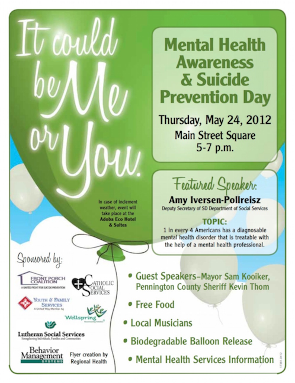May 24th Mental Health and Suicide Event Flyer